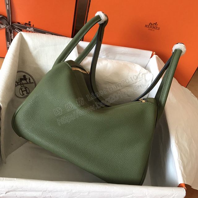 Hermes女包 愛馬仕手提包 Lindy包 V6叢林綠 金扣 原版togo皮 Hermes單肩包 大小號  td1229